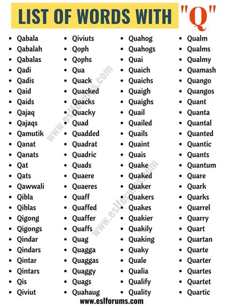 scrabble words with q in them|words that start with the letter q.